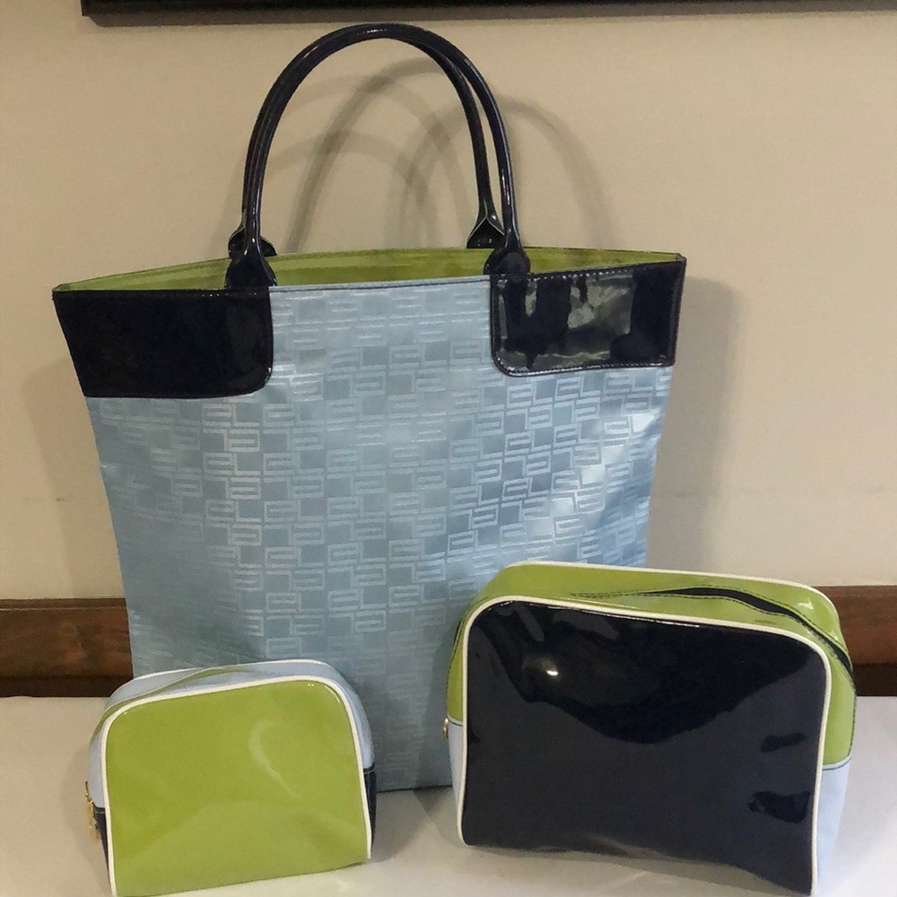 Estee Lauder Blue and Green Tote Set